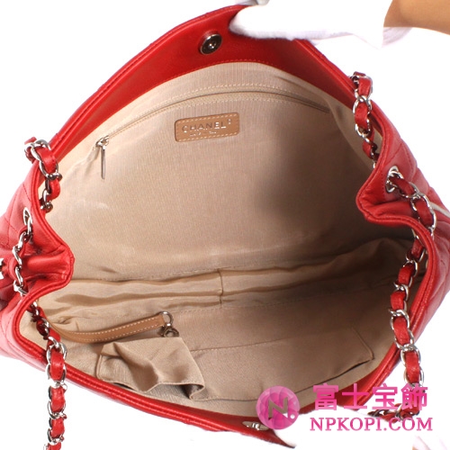 シャネル CHANEL ソフトキャビアスキン ショルダーバッグ レッド＆シルバー A66872AZQW 【2012年新作】
